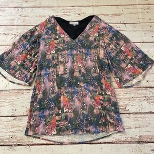 Cory Pastel Abstract Print Kimono Style Flowy Dress‎ Size 4 Boho Women's
